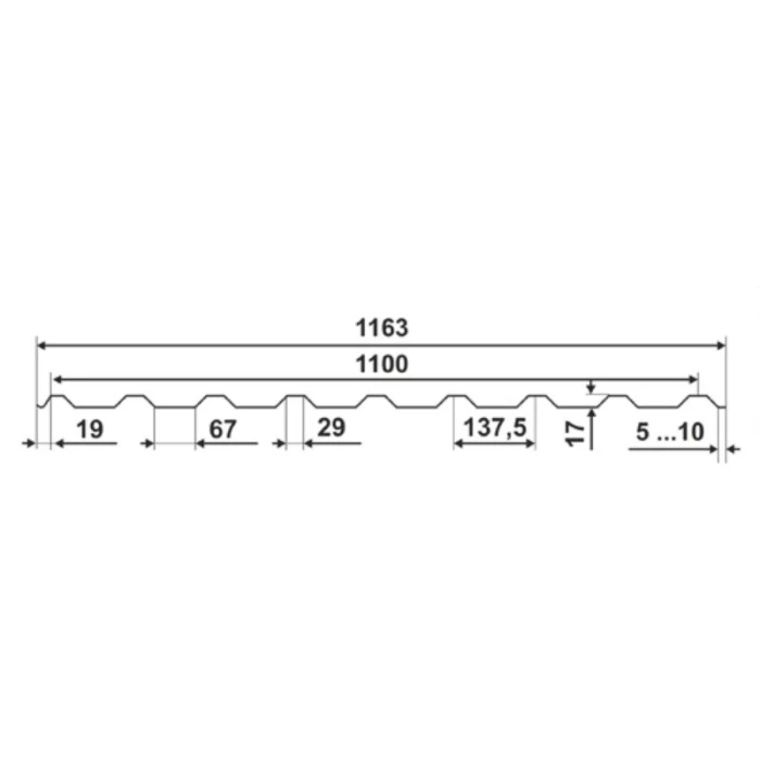 Профнастил C17ПГ 0.9 Полимерный RAL 5005